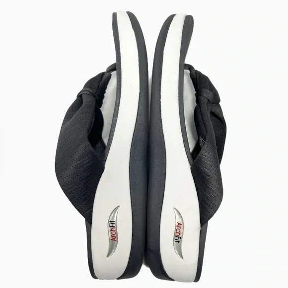 Sketchers Charcoal and White Archfit Sunshine Wedge Flip Flops Womens size 10 - Picture 8 of 9